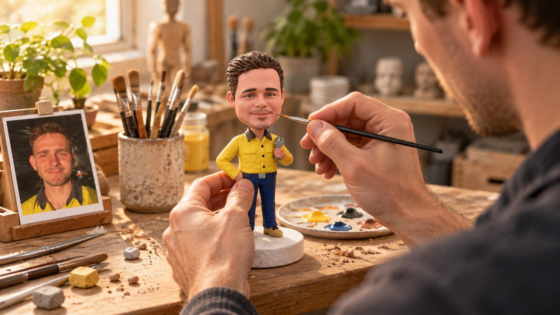 3Dフィギュアの細部を丁寧に彩色する職人