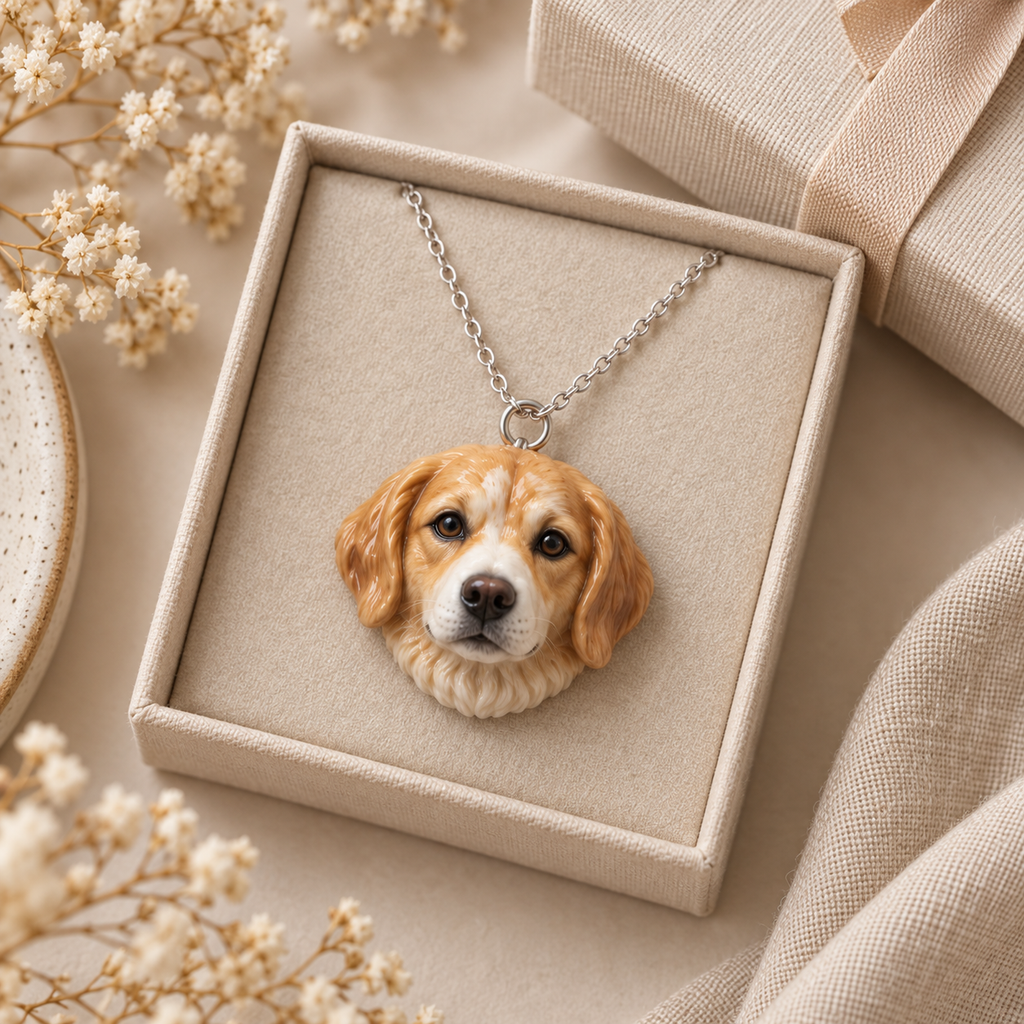 Personalisiertes Hundekopf-Charm als Halsketten-Anhänger – Kette nicht enthalten