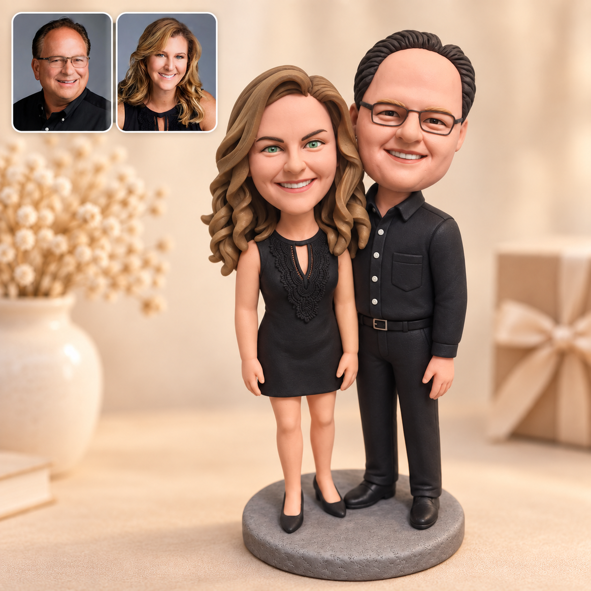 Personalisierte 3D-Paarfigur nach Foto – Handmodelliertes Unikat aus Soft Clay