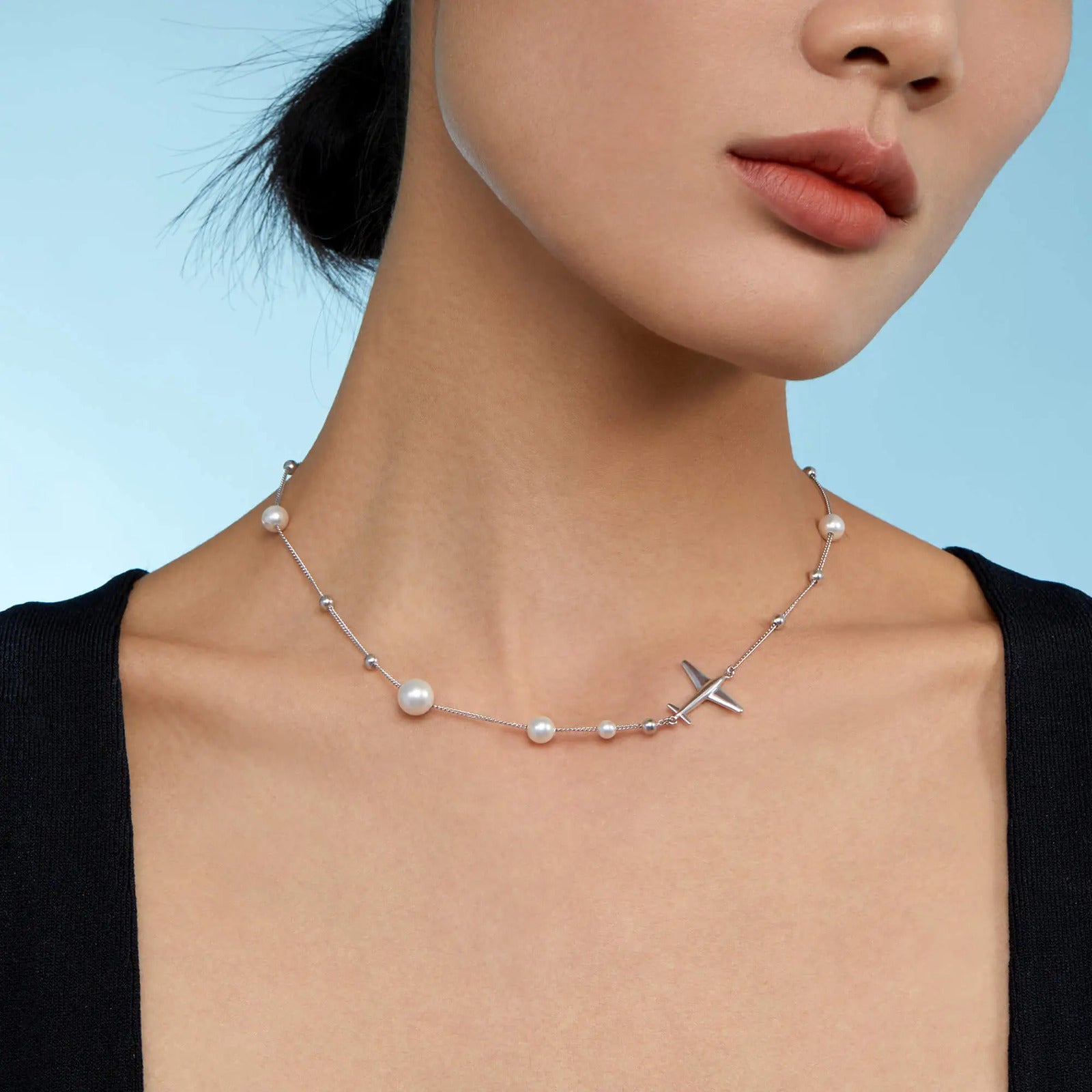 Pearl Airplane Necklace