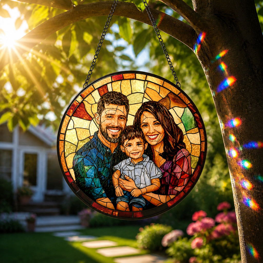 Personalisiertes Acryl-Suncatcher Puzzle – 83-teiliges Fensterbild im Buntglas-Look