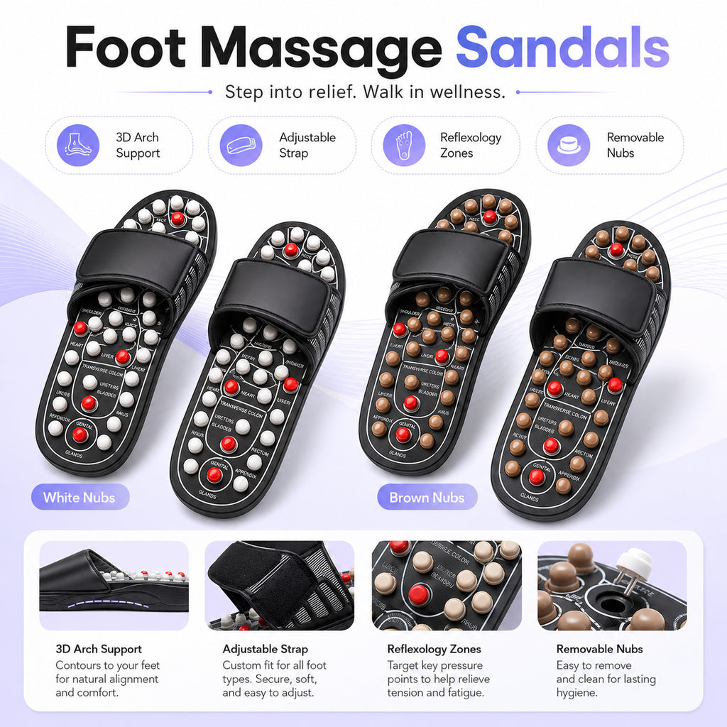 Fußmassage-Sandalen mit Massagepunkten – Wellness Hausschuhe für müde Füße, Geschenkidee für Eltern & Großeltern