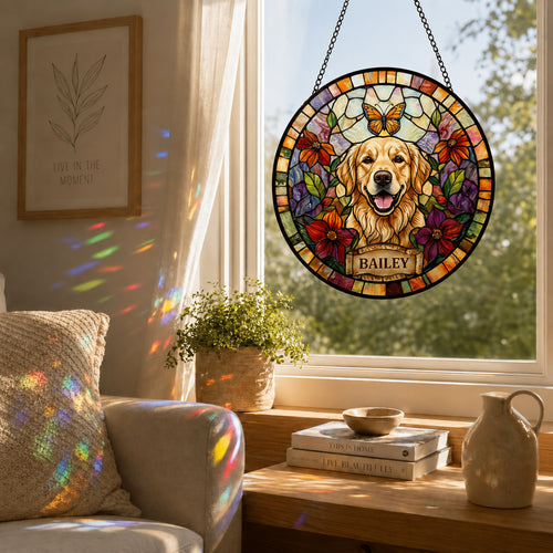 Personalisiertes Acryl-Suncatcher Puzzle – 83-teiliges Fensterbild im Buntglas-Look