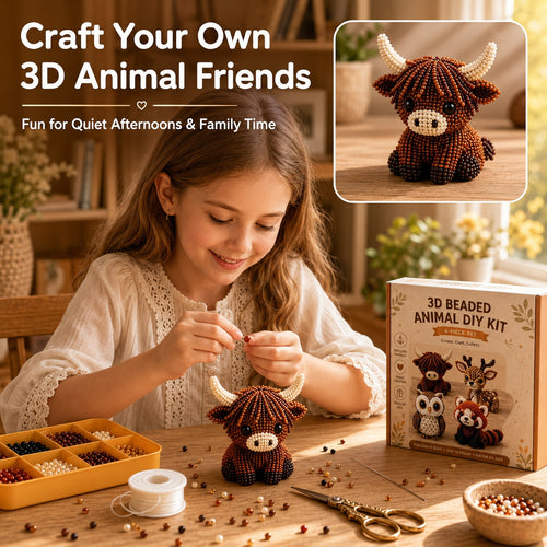 3D Perlen-Tier DIY Set – Kreatives Bastelset mit bunten Perlen