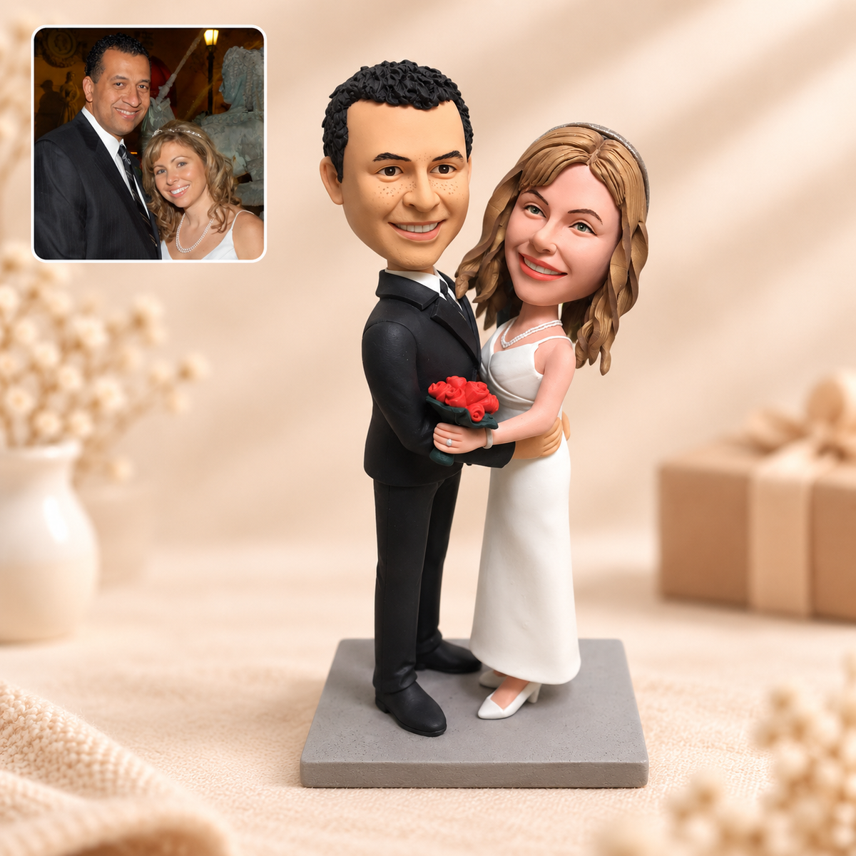 Personalisierte 3D-Paarfigur nach Foto – Handmodelliertes Unikat aus Soft Clay