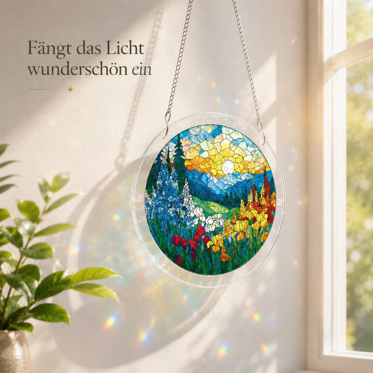 Personalisiertes Acryl-Suncatcher Puzzle – 83-teiliges Fensterbild im Buntglas-Look
