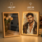 Personalisierter Spiegel mit Foto & Licht – Individuelles LED-Fotobild im Ölmalerei-Stil