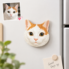 Personalisierter 3D-Haustiermagnet nach Foto – Beispiel mit Katze am Kühlschrank