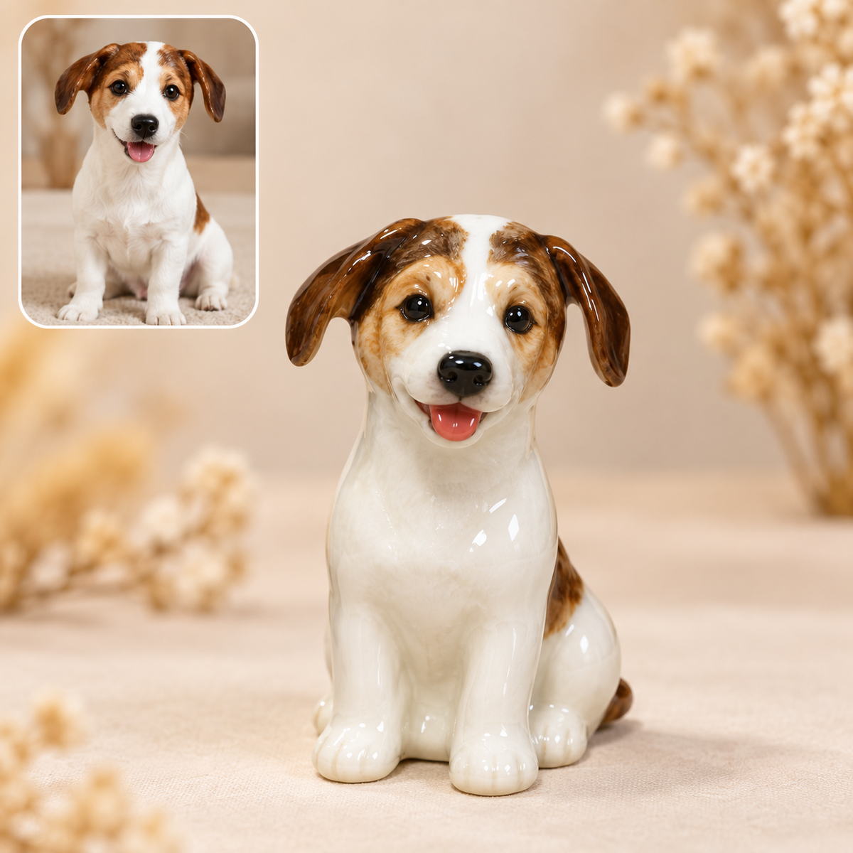 写真から作る陶器ペットフィギュア｜お座りの犬・標準タイプ