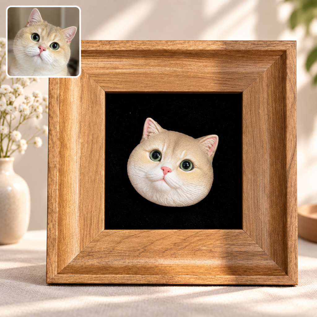 Personalisiertes realistisches Haustier-Reliefbild nach Foto – 3D-Druck & Handbemalung