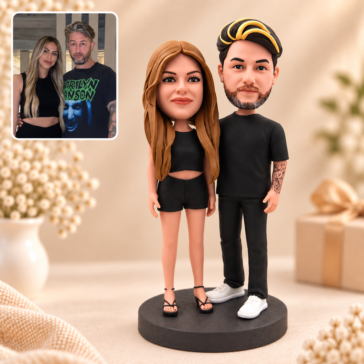 Personalisierte 3D-Paarfigur nach Foto – Handmodelliertes Unikat aus Soft Clay