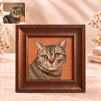 3D-Lederbild im Holzrahmen mit Hundefoto – personalisiertes Geschenk nach Foto