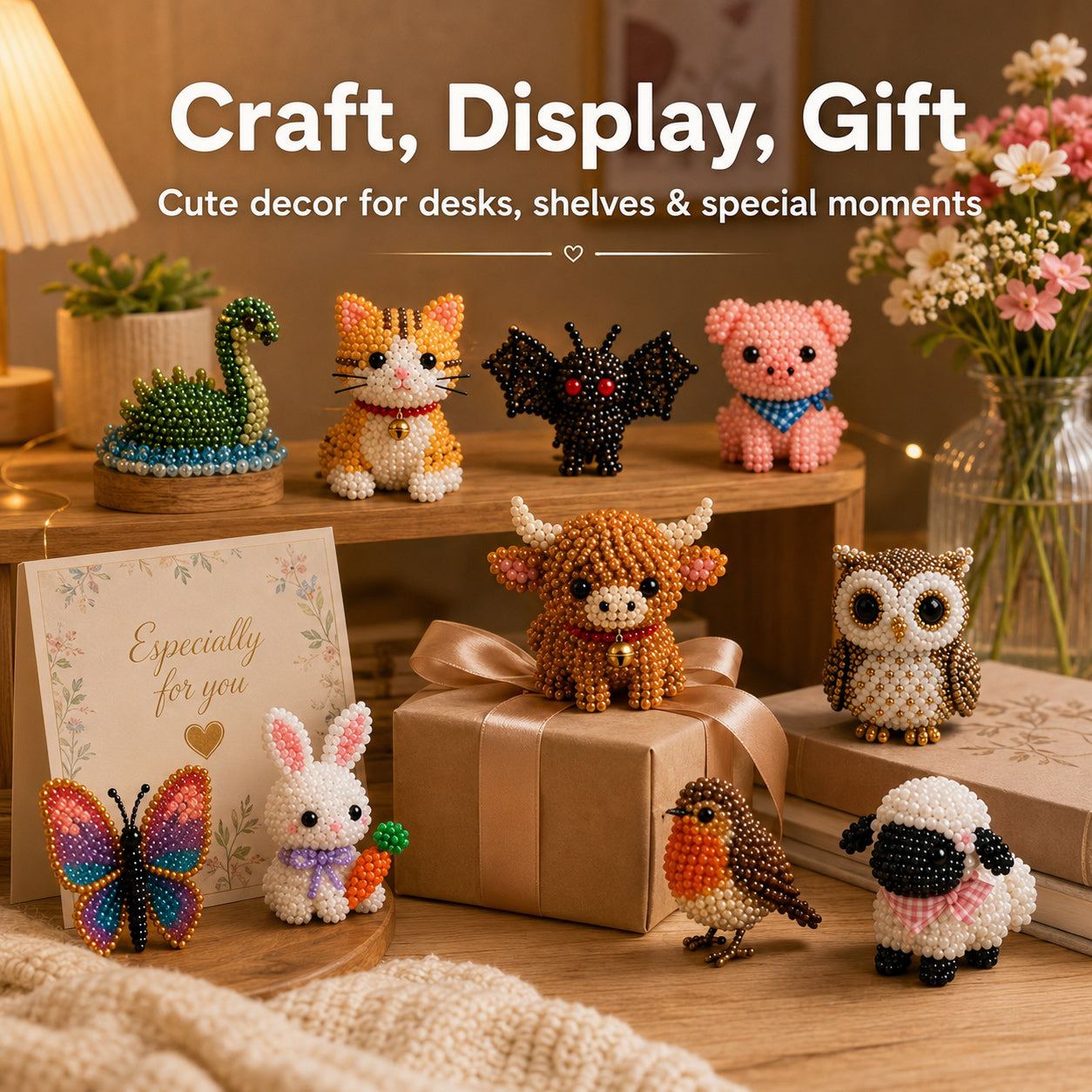 3D Perlen-Tier DIY Set – Kreatives Bastelset mit bunten Perlen