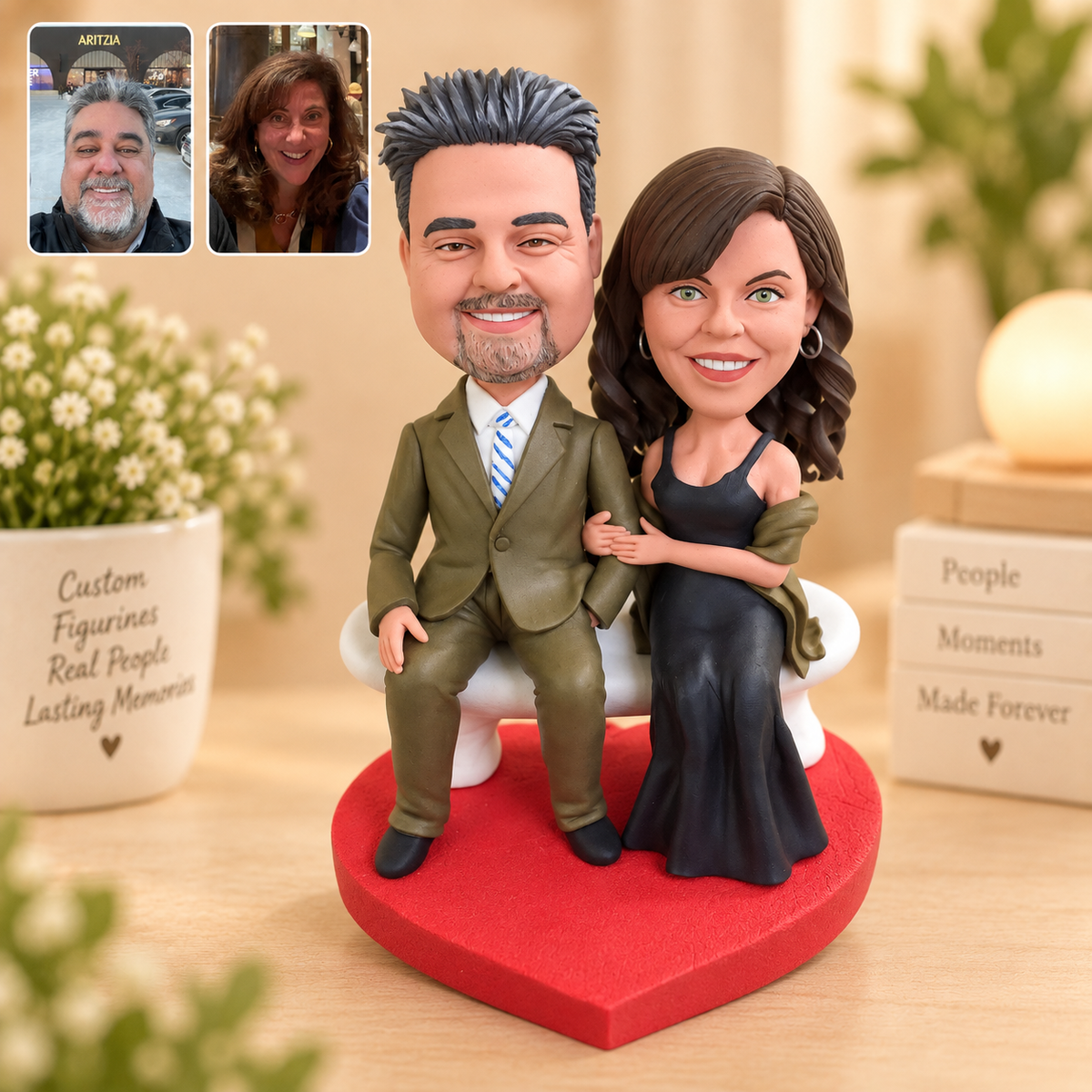 Personalisierte 3D-Paarfigur nach Foto – Handmodelliertes Unikat aus Soft Clay