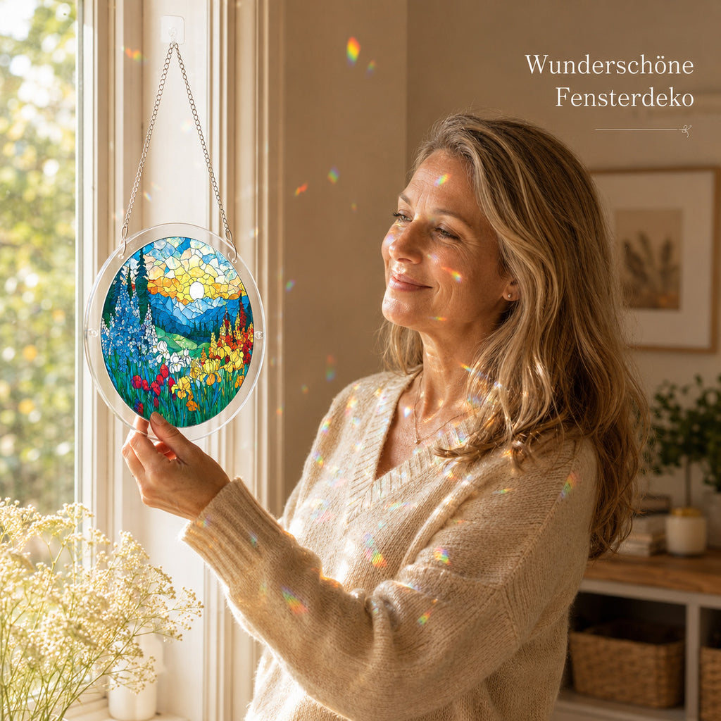 Personalisiertes Acryl-Suncatcher Puzzle – 83-teiliges Fensterbild im Buntglas-Look