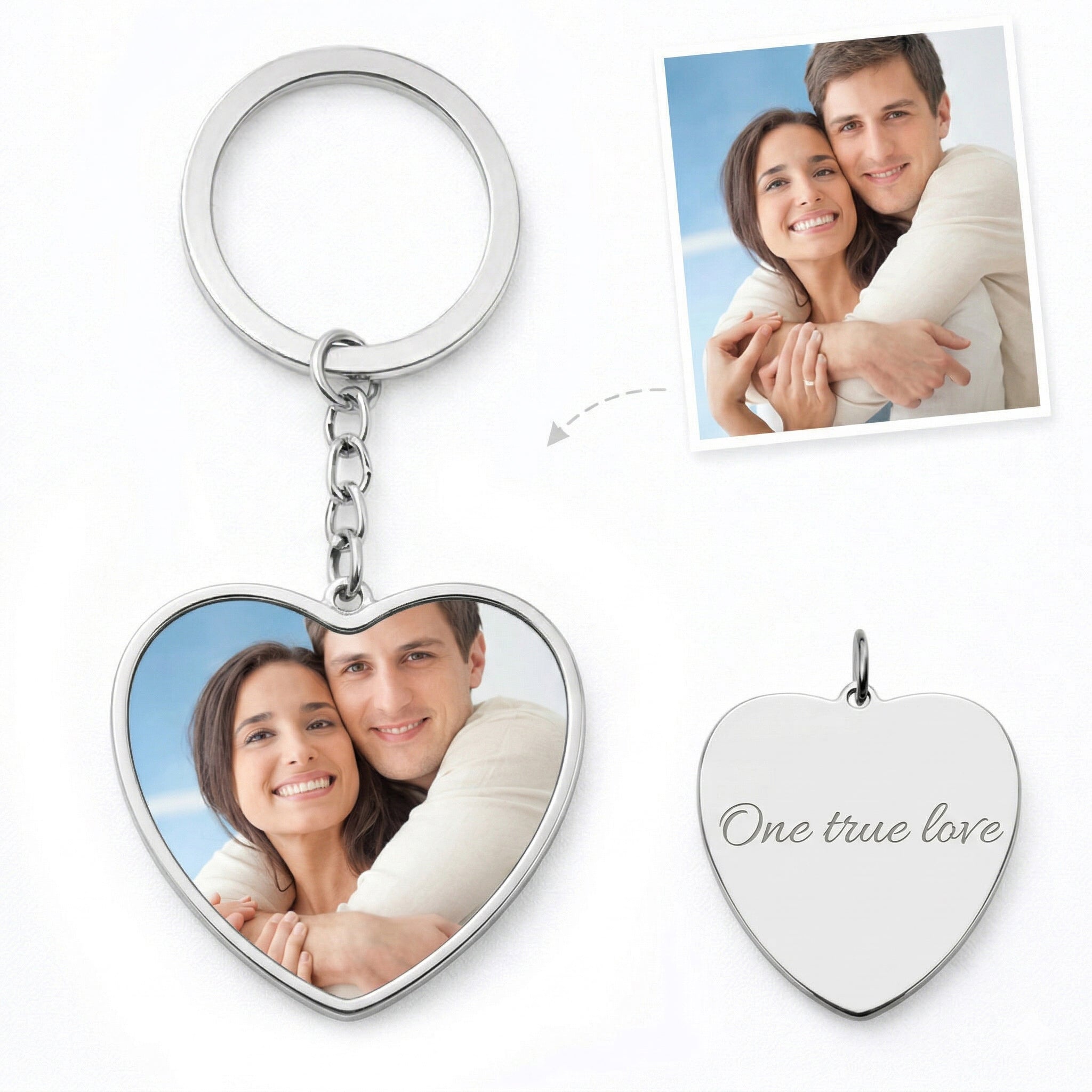Personalisierter Herz Foto Schlüsselanhänger in Farbe – Individueller Keychain mit Bild