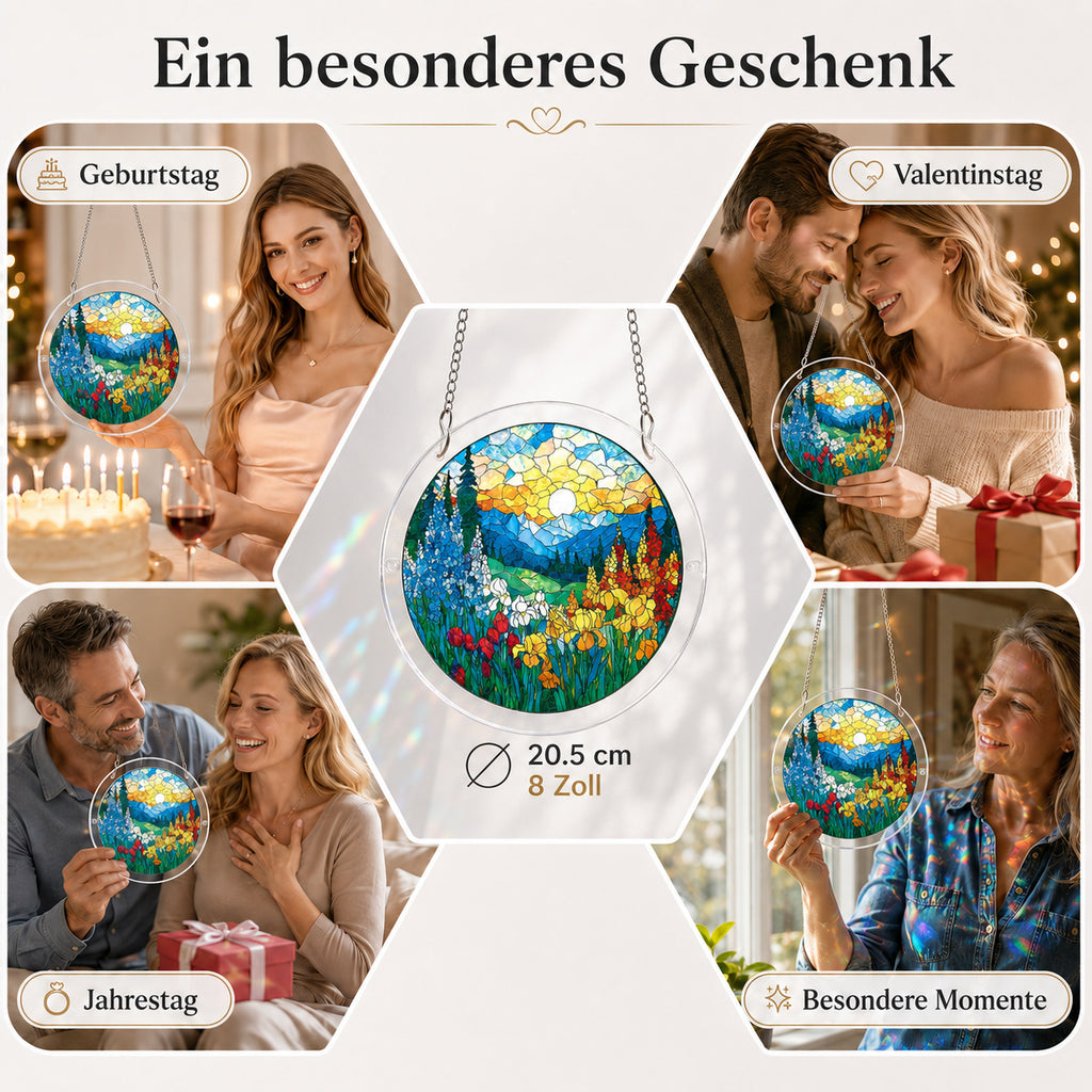 Personalisiertes Acryl-Suncatcher Puzzle – 83-teiliges Fensterbild im Buntglas-Look