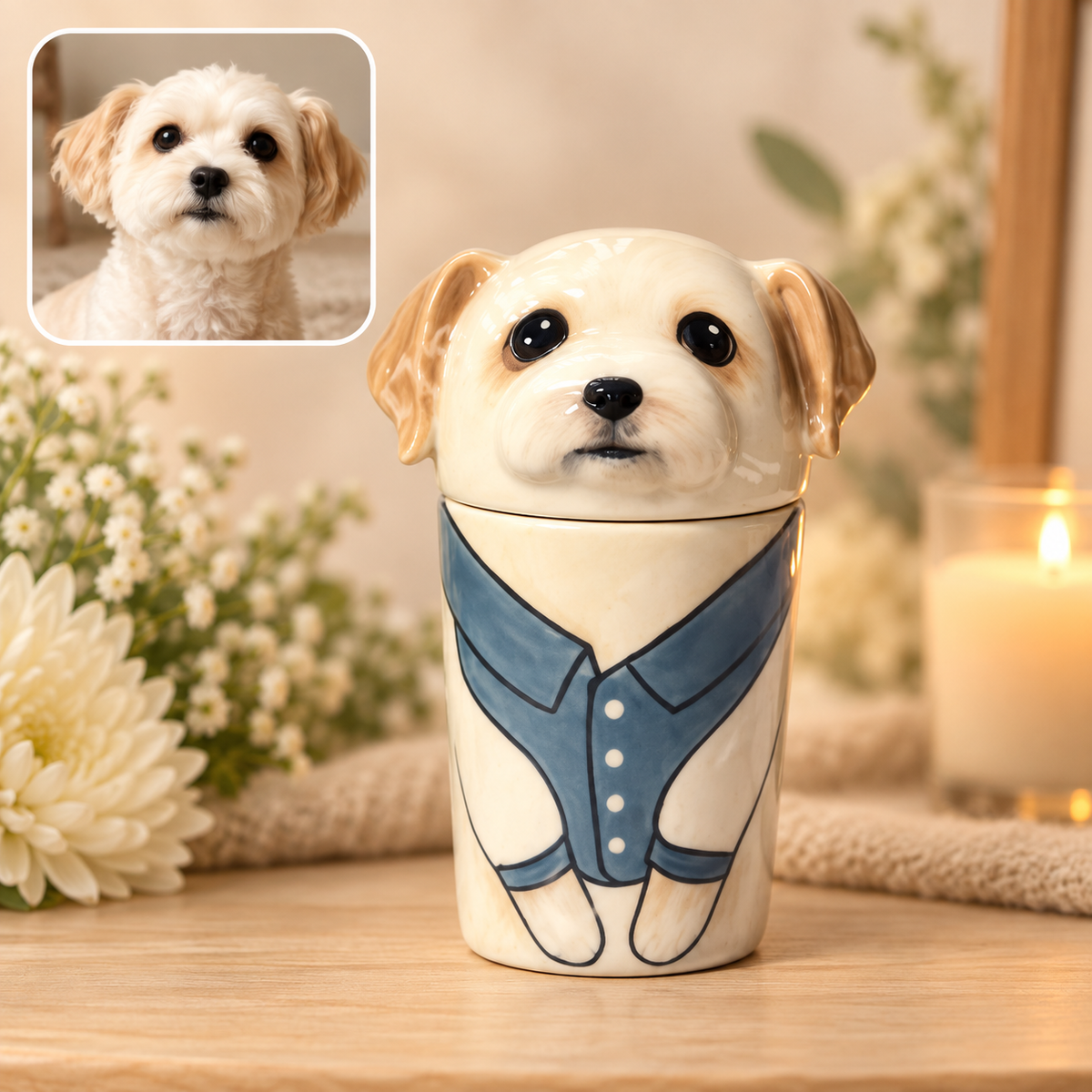 写真をもとに作る犬用陶器骨壺 A2402CY｜クリエイティブなデザイン