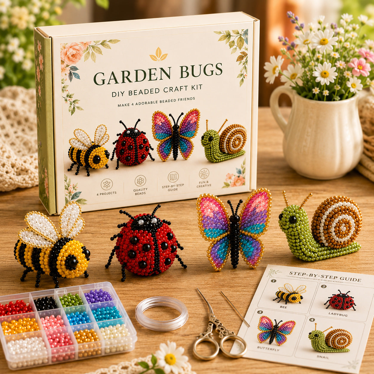 3D Perlen-Tier DIY Set – Kreatives Bastelset mit bunten Perlen