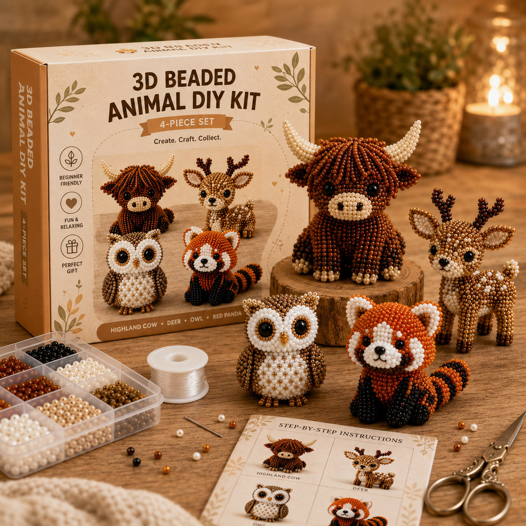 3D Perlen-Tier DIY Set – Kreatives Bastelset mit bunten Perlen