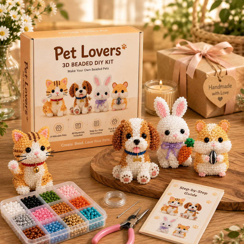 3D Perlen-Tier DIY Set – Kreatives Bastelset mit bunten Perlen