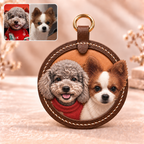 Lederbild mit zwei Hunden personalisiert – 3D-Lederporträt als Geschenk