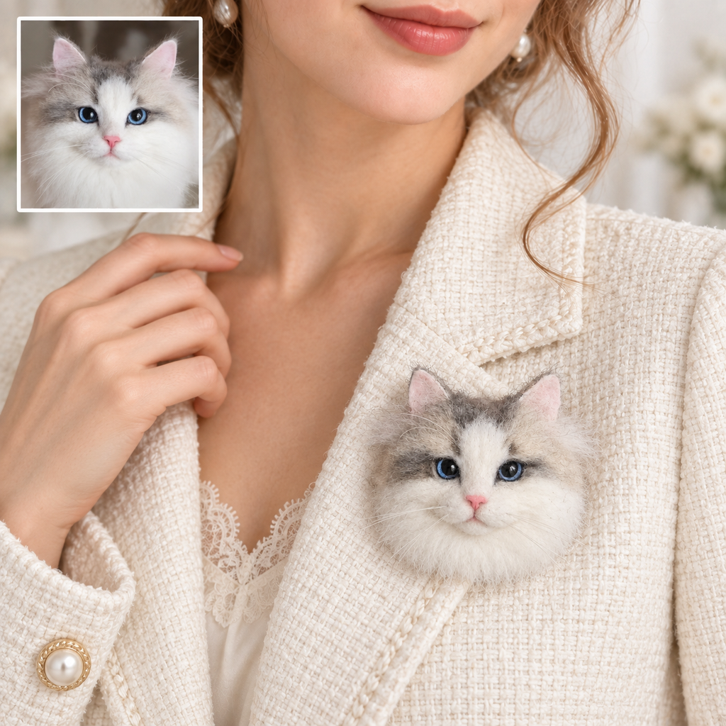 Individuelle Tierbrosche aus Wollfilz