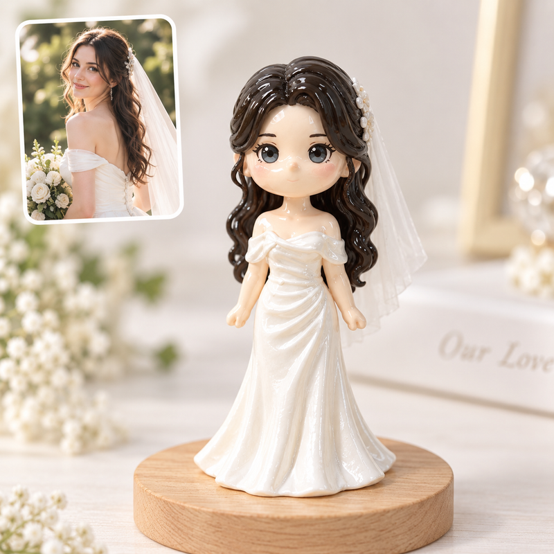 Personalisierte Chibi-Figur nach Foto – Weißdruck & Handbemalung