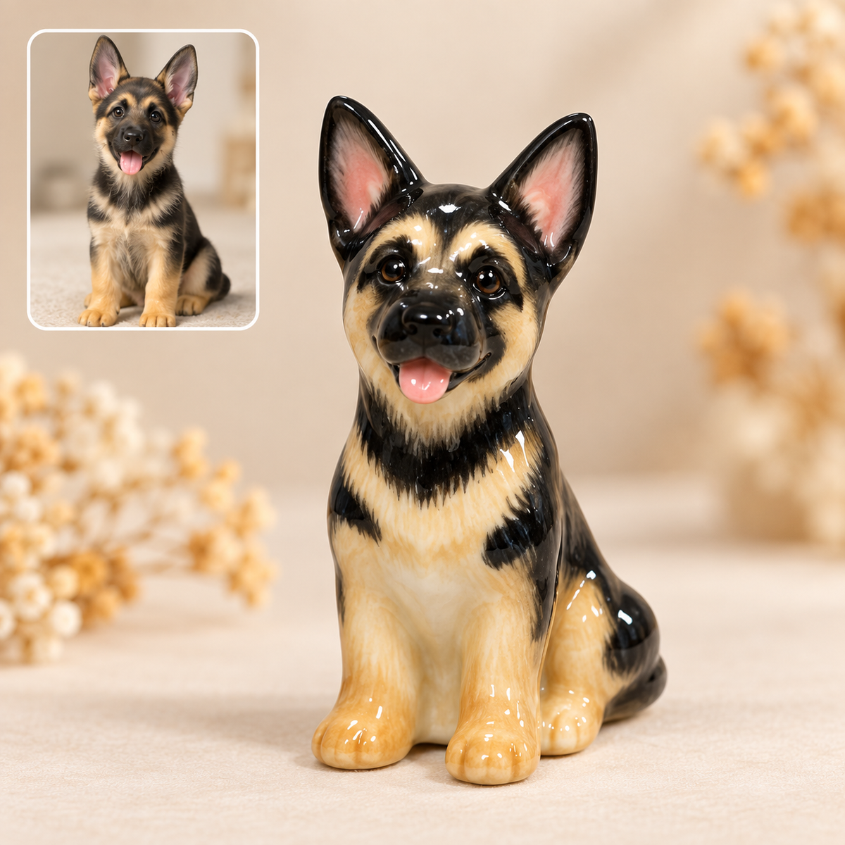 写真から作る陶器ペットフィギュア｜お座りの犬・標準タイプ