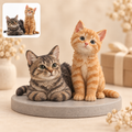 Personalisierte Doppel-Haustierfigur nach Foto aus Soft Clay mit zwei Katzen und Fotovorlage