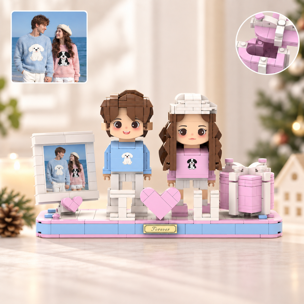 Klemmbaustein-Porträt nach Foto – I-Love-You-Ringbox A mit Ringfach, Modell B-14