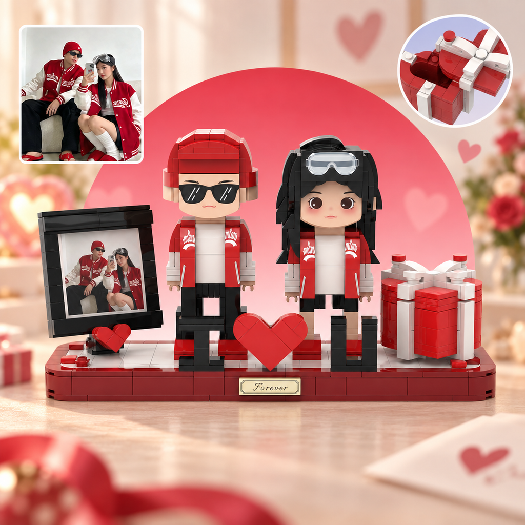 Klemmbaustein-Porträt nach Foto – I-Love-You-Ringbox B mit Ringfach, Modell B-15