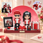 Klemmbaustein-Porträt nach Foto – I-Love-You-Ringbox B mit Ringfach, Modell B-15