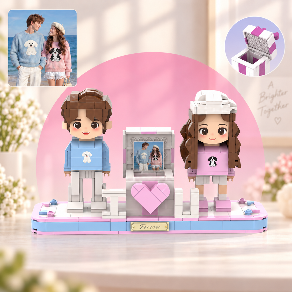 Klemmbaustein-Porträt nach Foto – I-Love-You-Ringbox C mit Ringfach, Modell B-16