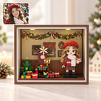 Klemmbaustein-Porträt nach Foto – Weihnachtszimmer im großen Bilderrahmen, Modell E-01