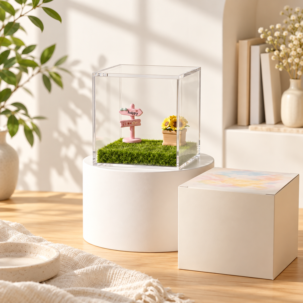 Kompakte quadratische Projektionbox für Haustiere