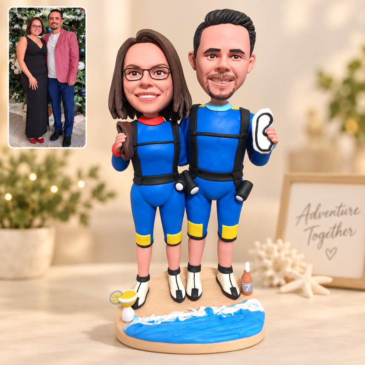 Personalisierte 3D-Paarfigur nach Foto aus Soft Clay mit Fotovorlage eines Paares