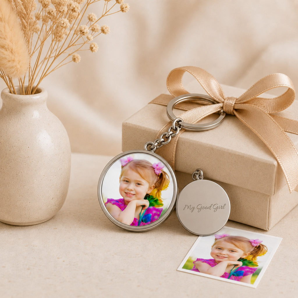 Personalisierter runder Foto Schlüsselanhänger in Farbe – Individueller Keychain mit Bild