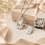 Personalisierte Haustier Halskette mit Foto in Farbe – Individuelle Tier Fotokette