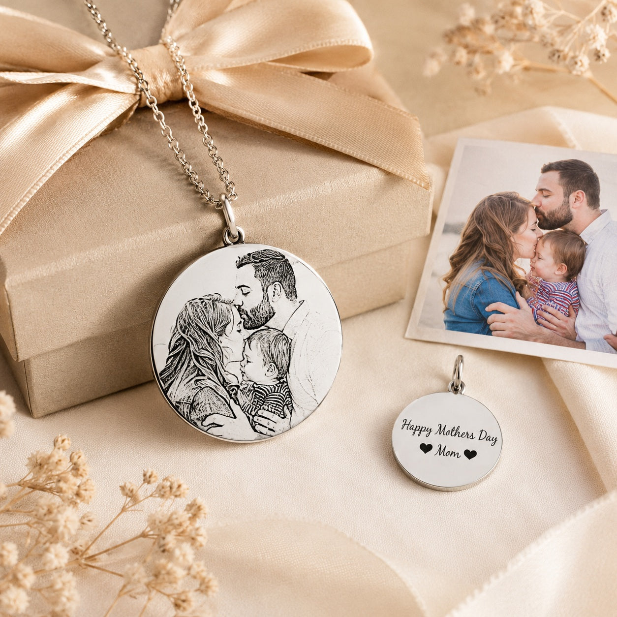 Personalisierte runde Foto Halskette mit Gravur – Zeitloser Erinnerungsschmuck