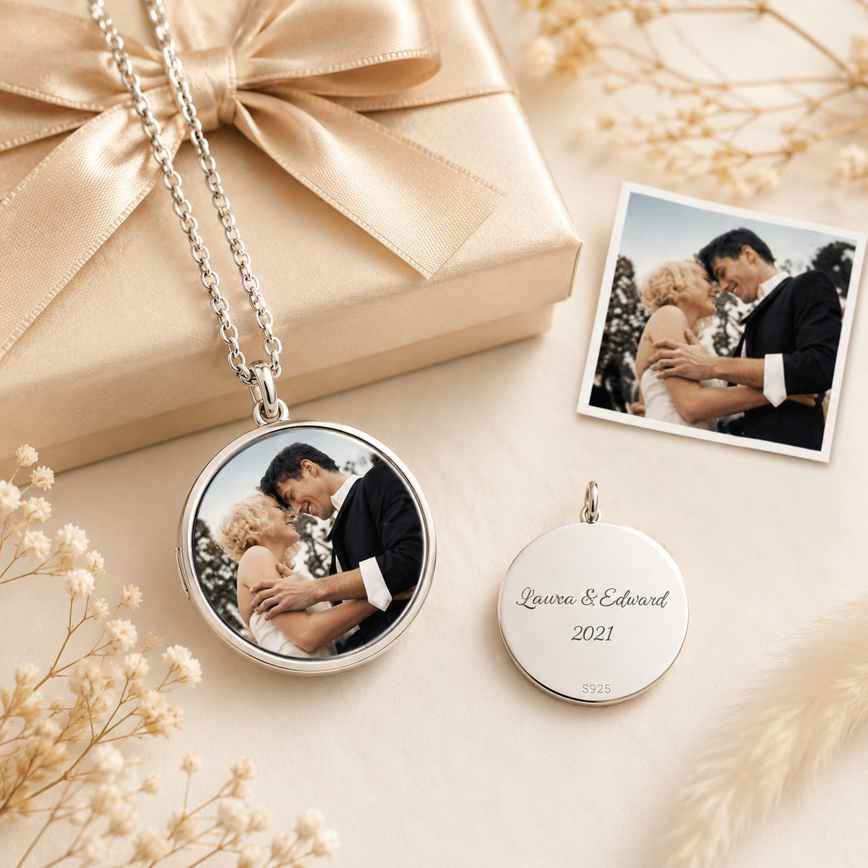 Personalisierte Foto Halskette in Farbe – Runde Fotokette mit individuellem Bild