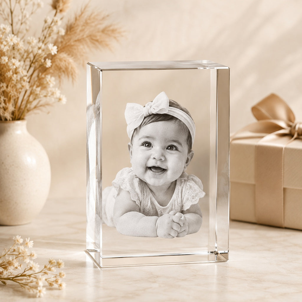 Personalisierter 3D Foto Kristall rechteckig – Lasergravur Erinnerungsgeschenk
