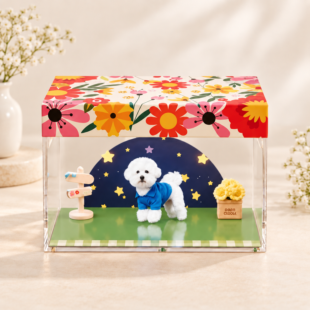 Rechteckige Projektionbox mit Blumenmotiv