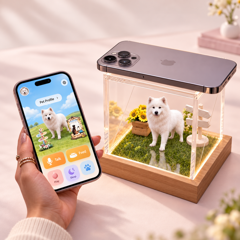 Smartphone steuert die personalisierte Haustierprojektion